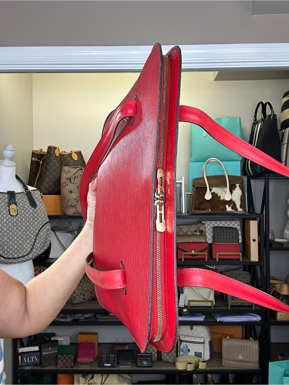 Vintage Louis Vuitton Epi Lussac Shoulder Tote Castilian Red COA VI0975 32 y.o. - Picture 6 of 15